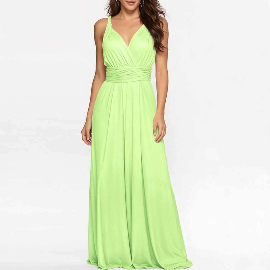 Women's Versatile Multi-Strap Cross-Back Sexy Bandage Dress Long Gown