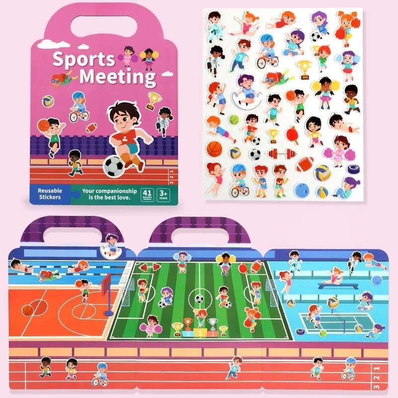 Reusable Scene Sticker Book DIY Puzzle Quiet Busy Paste A Book Cartoon Animal Learning Cognition Toys For Kids Gift