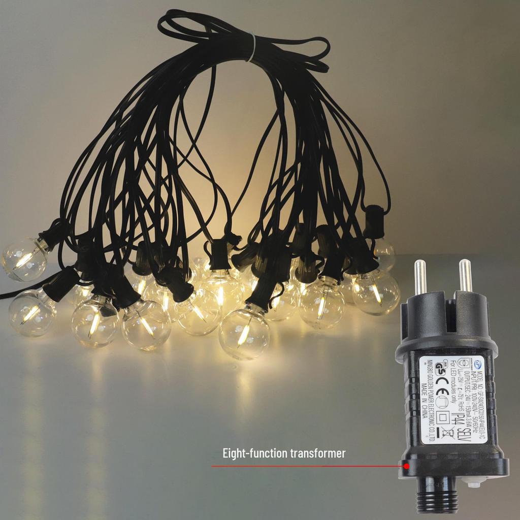 Vintage G40 LED Solar String Lights for Outdoor Camping, Garden, Patio, and Parties