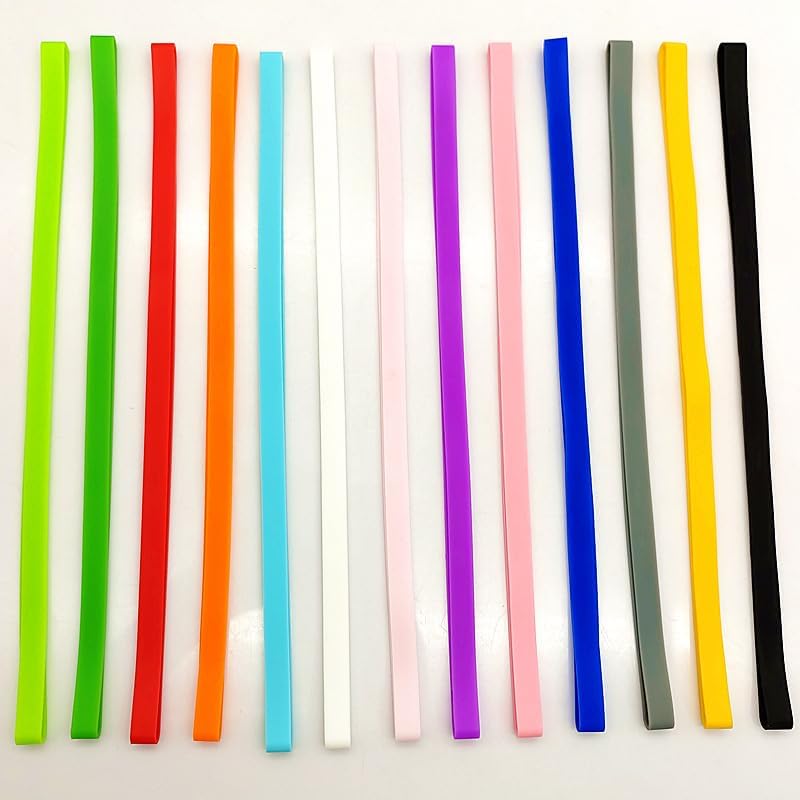 12pcs Towel Bands Silicone Rubber Towel Bands 12x0.4 inches for Beach Chair Stretchable Chair Bands Beach Towel Clips for Beach Pool & Cruise Chairs