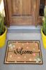 Dekoratif Kapı Önü Paspası Welcome Pembe Çiçek