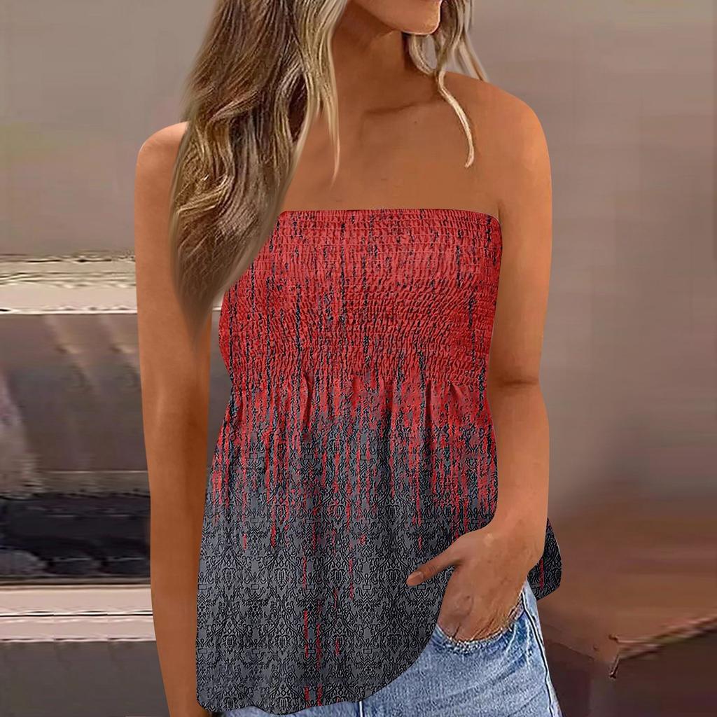 Tube Tops For Women,Cute Sexy Off Shoulder Print Sleeveless T-Shirt