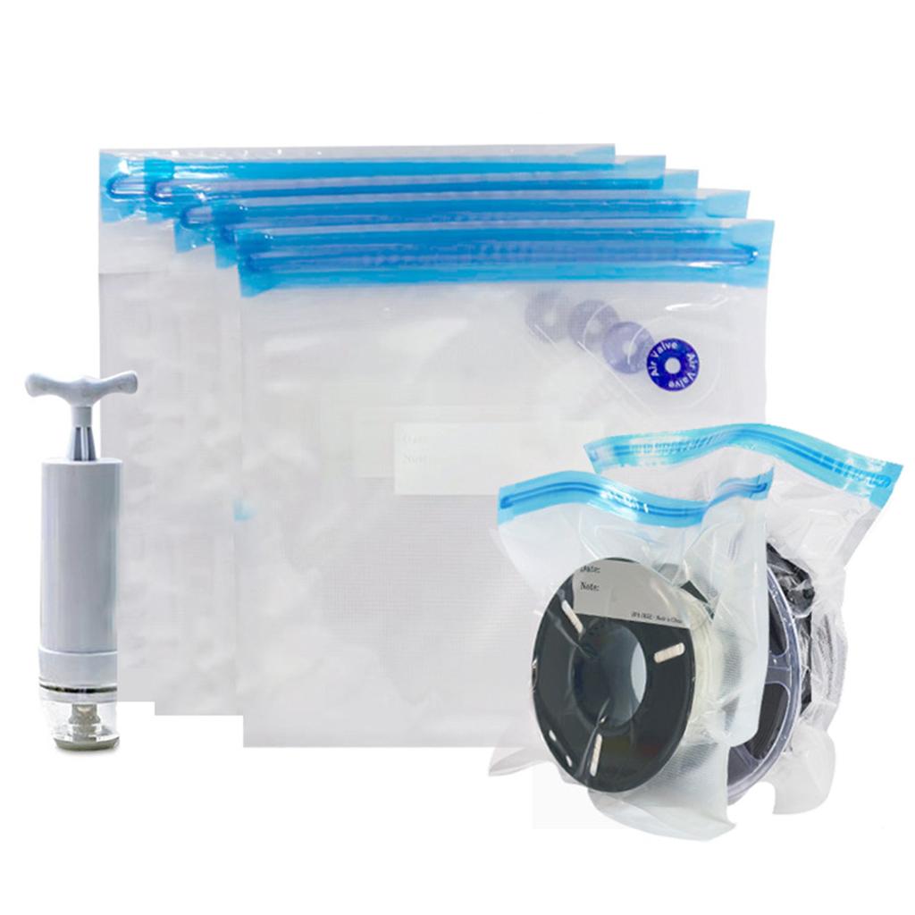 20Pcs 3D Printer Filament Storage Bags Vacuum Sealing Kit with Clips   Hand Pump Sealed Bags