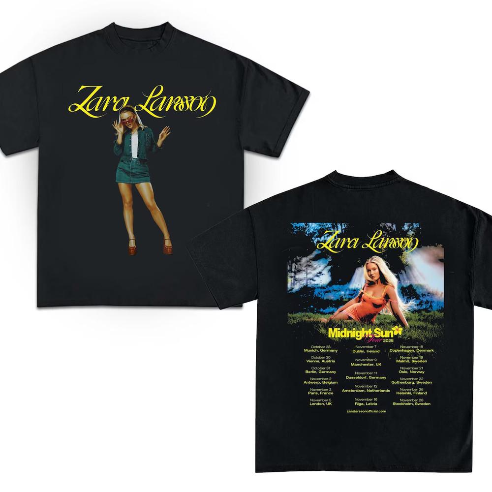 Футболка Zara Larsson Midnight Sun Tour, Черная, Унисекс, S-5XL, KY115, Унисекс XXXL
