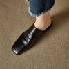 Fashion 2025 New Sandals Women's Genuine Leather Square Toe Slip-on Flats Summer Slippers Soft Comfortable Casual Female Outdoor Mules