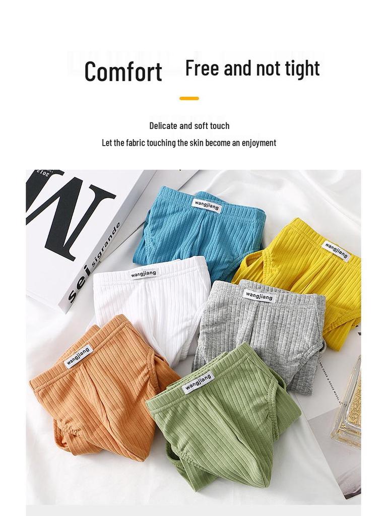 Men's Low Waist Pure Cotton Triangle Underwear with Separated Pouch