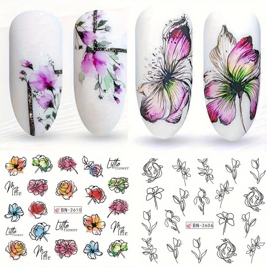 Nail Sticker Flower Water Transfer Nail Decal Wraps Nail Art Tips Manicure Decor
