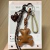 Yogodlns Cute PU Leather Bear Bag Pendant Bear Shape Cartoon Keychain Soft Stuffed Bag Charm Ornament Decoration
