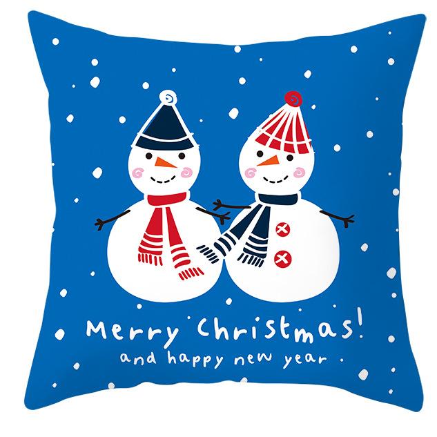 New Blue Snowflake Pillow Cover Winter Christmas Snowman Cushion Cover