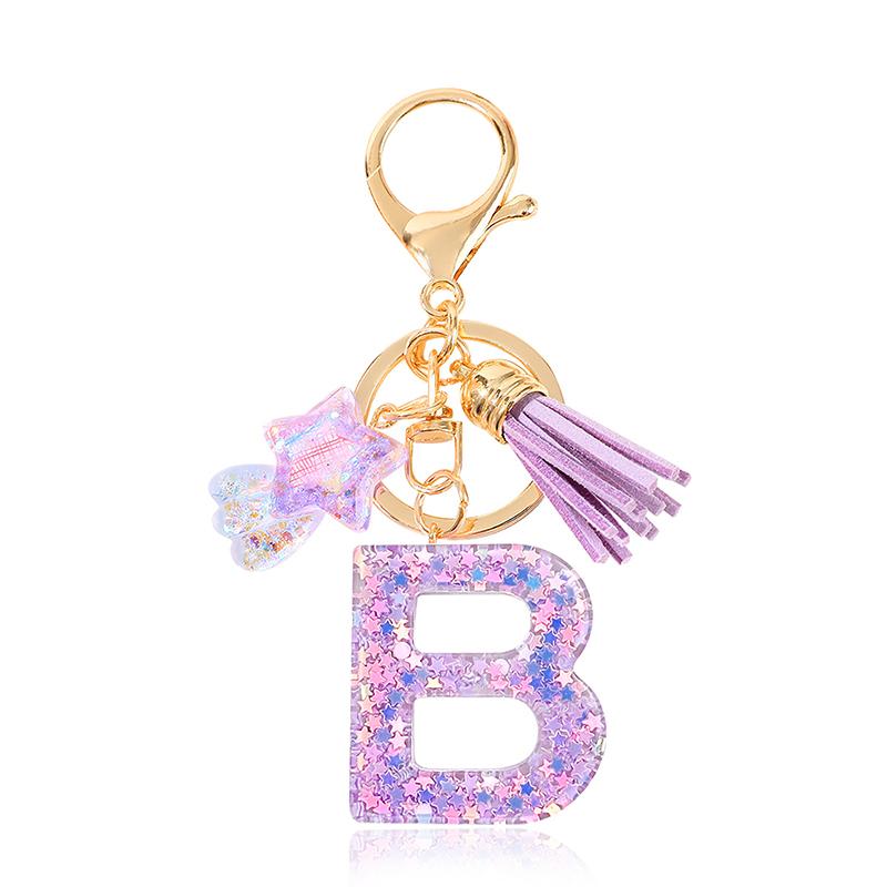 Diy A-Z Letters Keychain Metal Holder Pendent Key Chain Women Car Key Ring Simple Letter Name Key Party Gift Jewelry