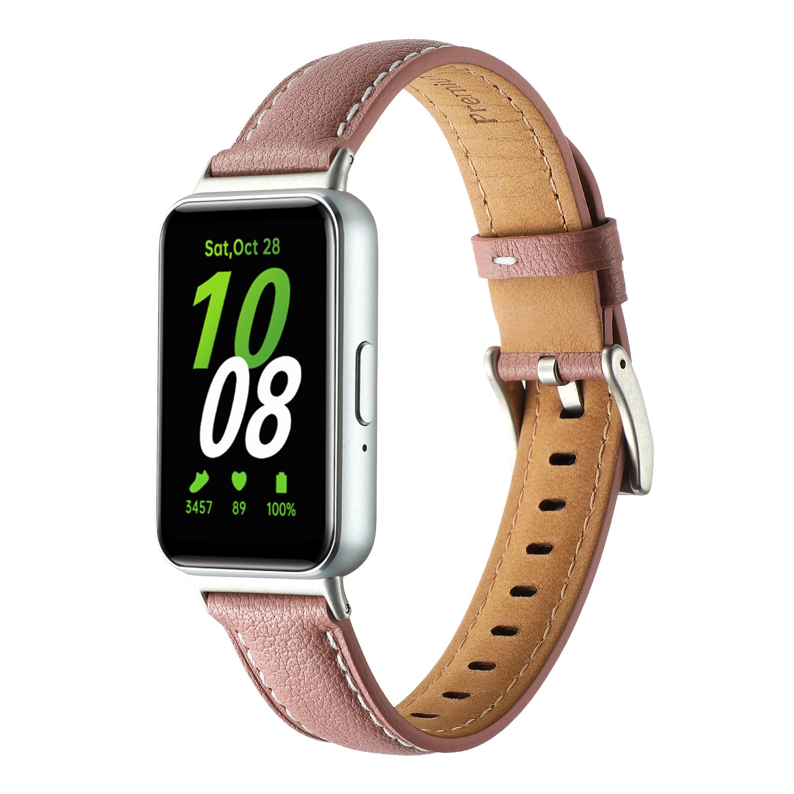 

For Samsung Galaxy Fit3 Watch Band Cowhide Leather Strap Replacement Light Brown