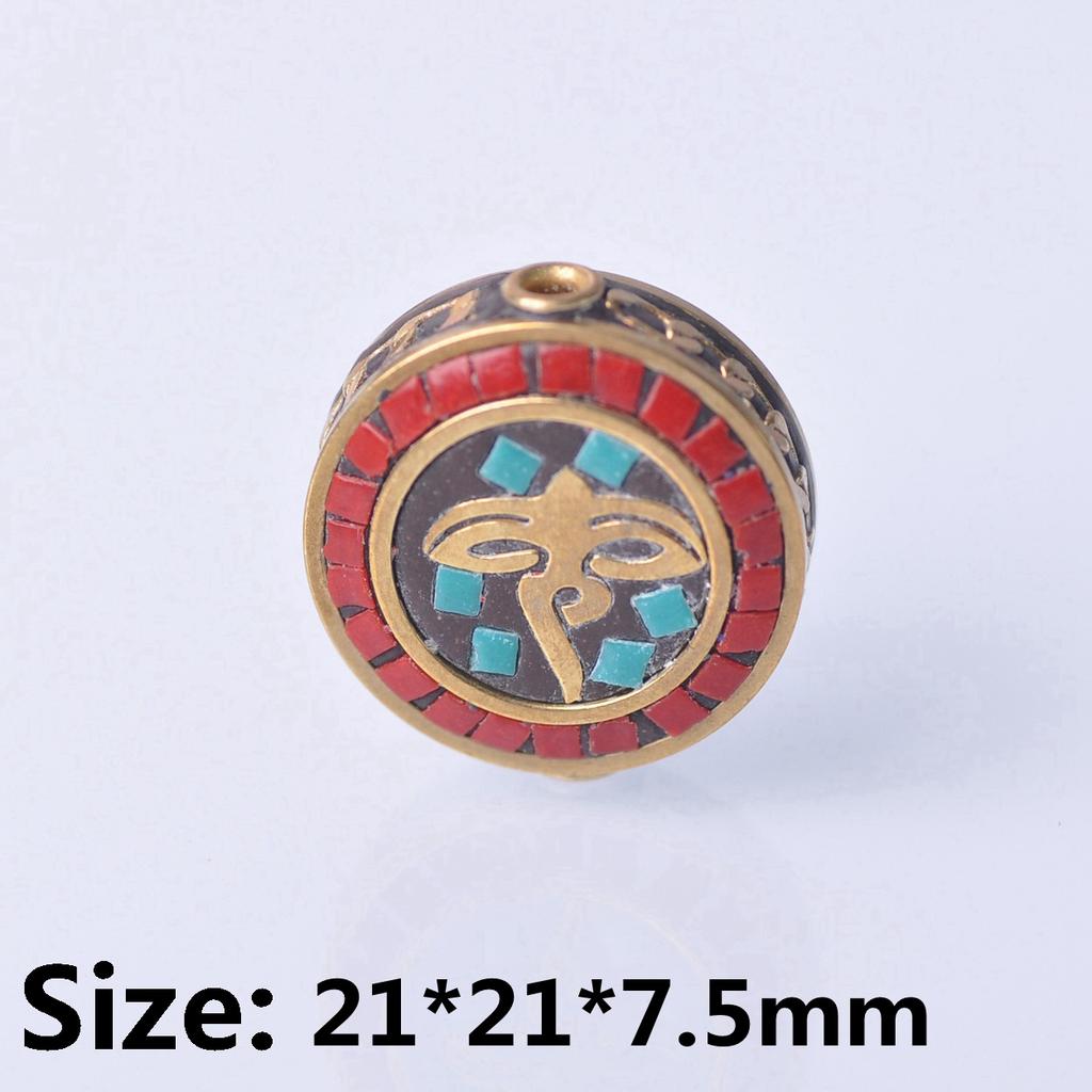 Handmade Nepalese Buddhist Tibetan Brass Metal & Clay Loose Craft Beads for Necklace Jewelry Making DIY