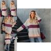 Women Winter Loose Striped Sweater Casual Stylish Pullover Perfect For Everyday Wear
