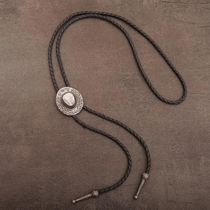 6Pieces Southwestern Styles Men's Bolo Tie with Cow Skull Star Pendant for Casual or Formal Wear Leather Cord Necktie