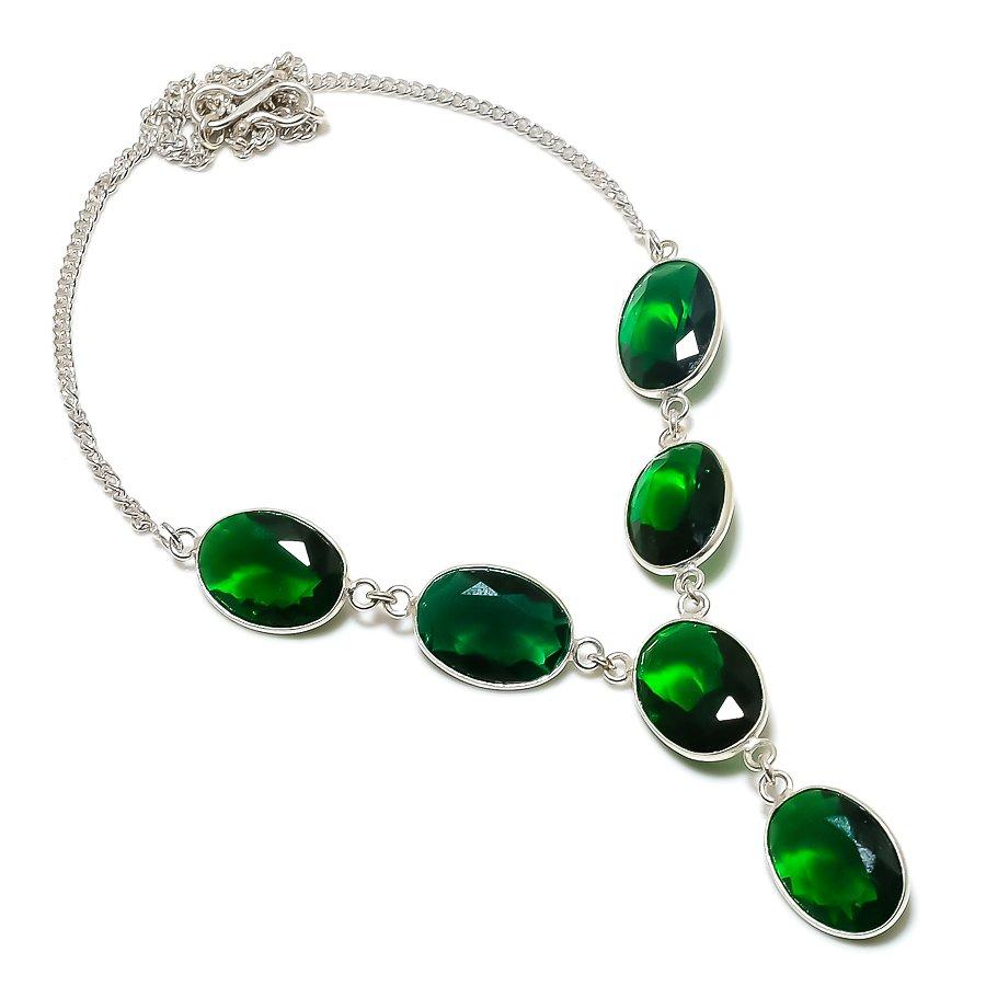 

Ювелирное ожерелье из стерлингового серебра 925 пробы с натуральным хромдиопсидом 18 дюймов y5d06