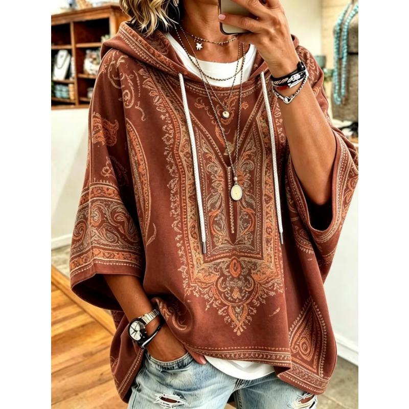 Women's Plus-Size Hooded Sweatshirt, Elegant Comfortable Simple Pattern Print,Fashionable and Versatile