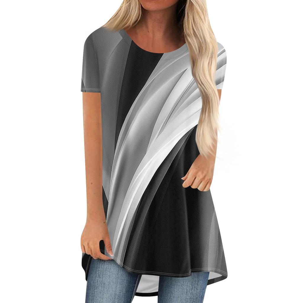 Abstrakter Blitz Grafik 3D Druck T-Shirts Damen Kurzarm T-Shirt Streetwear Übergroße Tunika Y2K Oberteile Tees Damenbekleidung