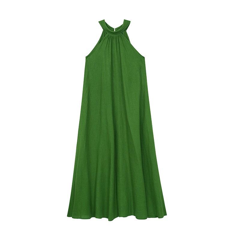 2026 Summer French Halter Neck Off-Shoulder Waist-Cinched Vacation Dress
