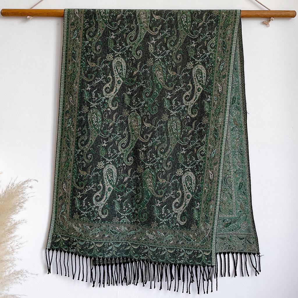 Light luxury ethnic style cashew nut pattern fringed jacquard scarf high-end versatile women's headscarf shawl