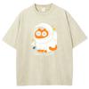 Astronauts Printed Women's T-shirt Fashion Extra Large Top Street Comfortable Clothing Retro Loose Versatile Washed T-shirt