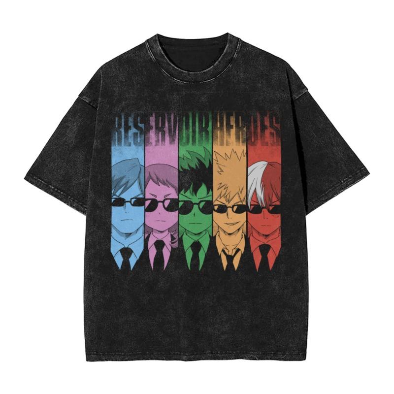 Summer Fashion 100% Cotton Washed Acid T-shirts  Great Eight Islands of Japan Tuna Fish Vintage Wash Japanese Design Tees