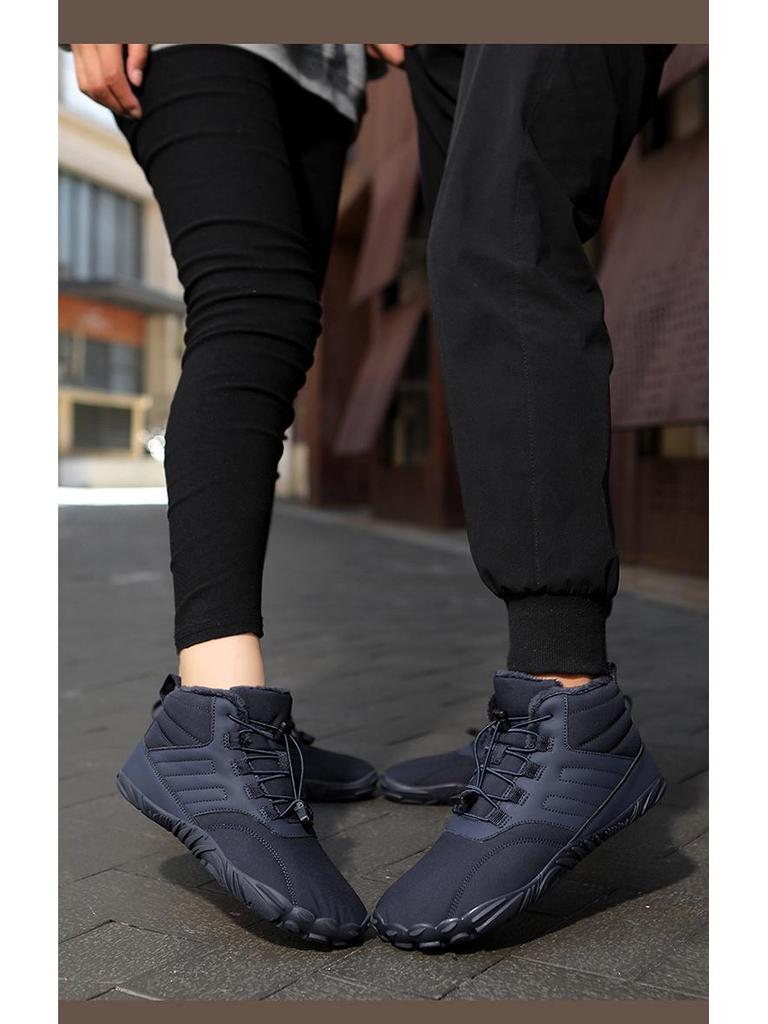Herren Winter Warme Mid-Cut Baumwoll-Wanderschuhe - Wollgefüttert für Outdoor-Freizeit