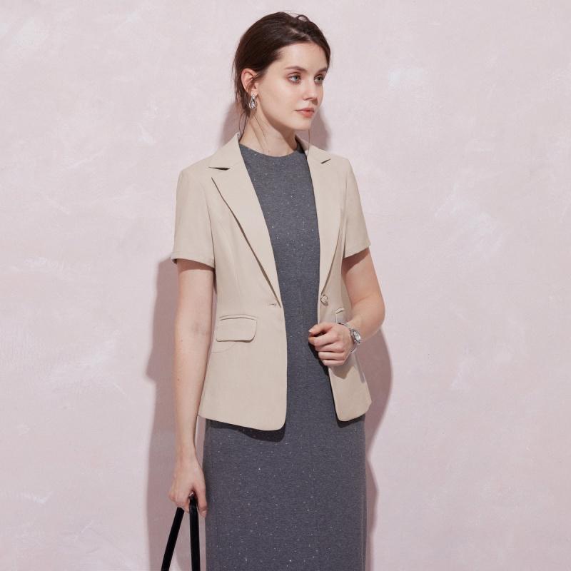 Skilled and Spontaneous OL Style Flat Collar Suit Jacket for Women In Summer 2025, Versatile and Simple with One Button