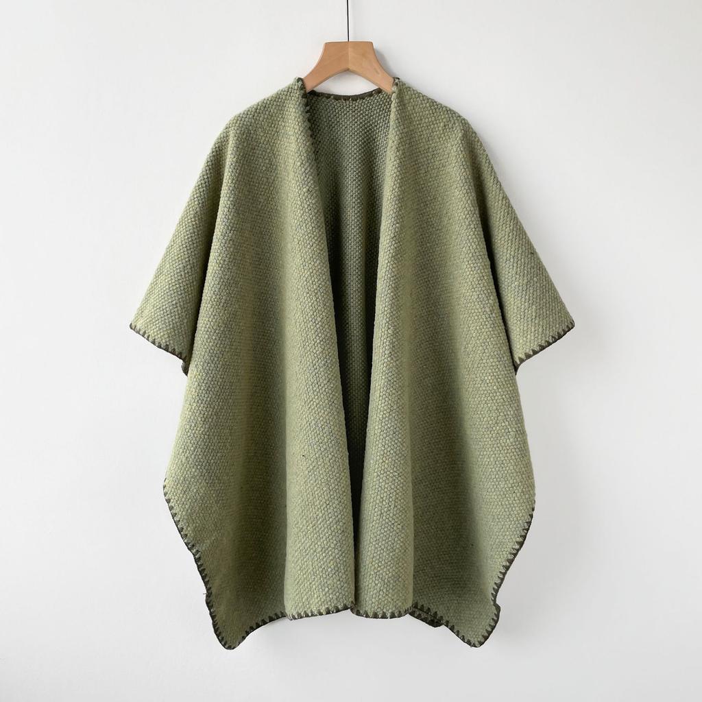Light luxury versatile rough knitted women's shawl retro cape imitation cashmere scarf autumn and winter warm cape