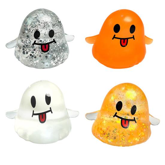 Glitter Ghost Squeeze Toy Stress Relief Transparent Ghost Squeeze Toy Slow Rising Decompression Sensory Fidget Toy Halloween Party Favors