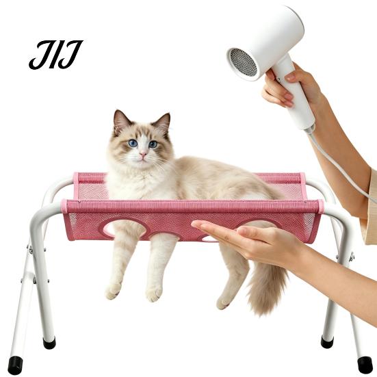 Dog Grooming Mesh Support Pet Hammock with Stand, Folding Cat Table, Adjustable Restraint for Bathing Washing Station Cats Dogs Nail Trimming