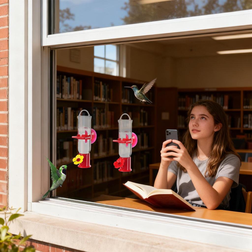 Hummingbird Feeder Window Leak Proof Suction Cup Waterer 2 Pack Flower Ports Design Hummingbird Feeders For Outdoors For House