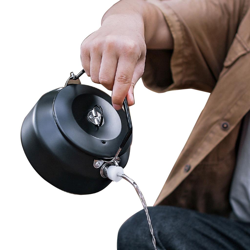 Camping Tea Kettle, 1 Litre Stainless Steel Camp Coffee Pot, Lightweight Camp Kettle, Camp Teapot for Outdoor Campfire