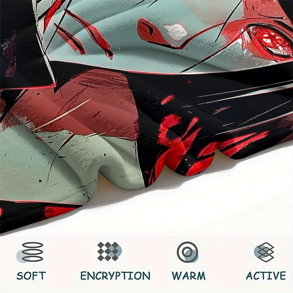 Naruto Anime Itachi Uchiha Pattern Flannel Blanket, High Quality Comfortable for All Seasons, Home Decor, Warmth and Comfort, Perfect for Gifts.