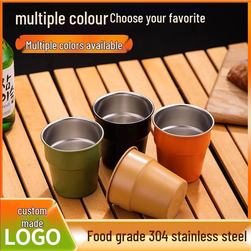 Taza de Viaje Simple para Barbacoa al Aire Libre, Camping - Taza de Café de Acero Inoxidable 304