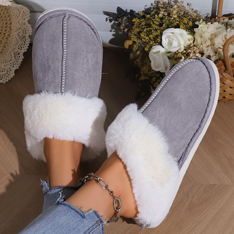 Cotton slippers women's autumn and winter plush home fluff mop head indoor non-slip home cotton slippers