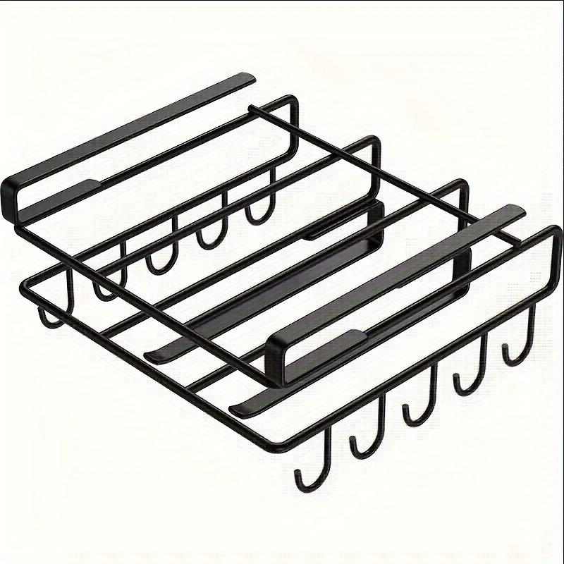 

1 шт. Подвесная полка для шкафа, кухонная подставка для разделочных досок с крючками, подставка для крышек кастрюль, кухонная подставка для бумаг, органайзер для нижнего подвесного шкафа чёрный