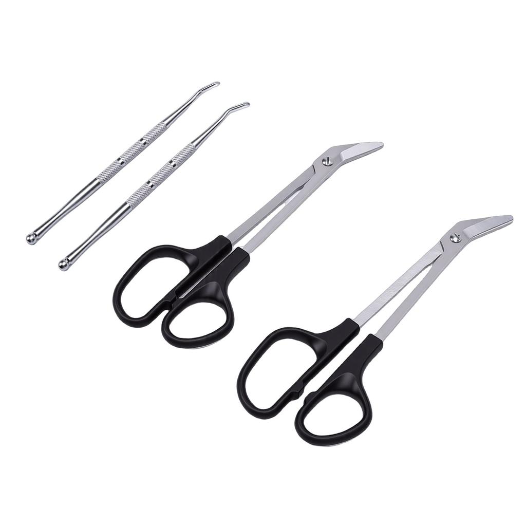 Long Handle Toenail Scissors Stainless Steel Bandage Scissors with Nail Lifters for Salon Home Use