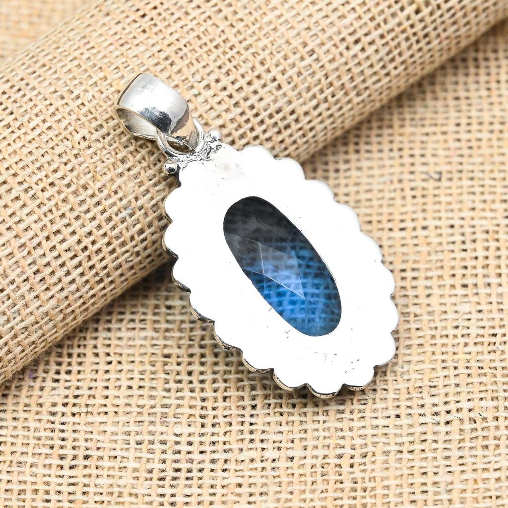 Fantastisk Tanzanit Ädelsten Handgjord 925 Sterling Silver Smycken Vackert Hänge eller Dam