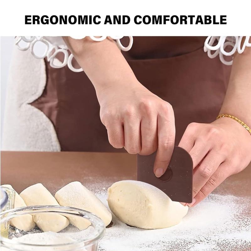 5pcs Plastic Dough Cutter Kitchen Benches Scraper Dough Bowl Spatulas for Pastry, Pizza, Bread, Baking Cakes Fondant