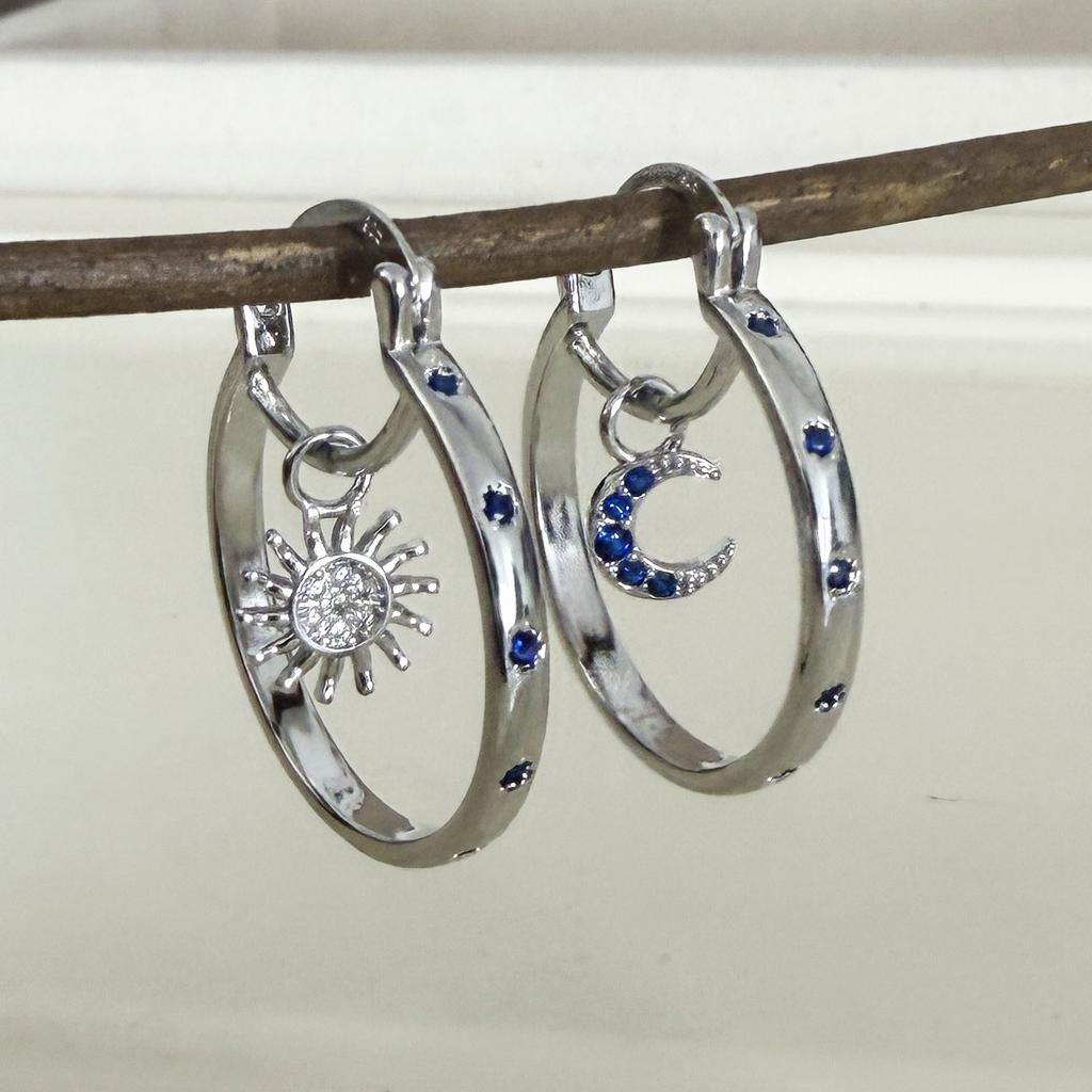 925 Sterling Silver Vintage Earrings For Women Trendy Simple Star Moon Earring Jewelry Prevent Allergy Party Accessories Gift