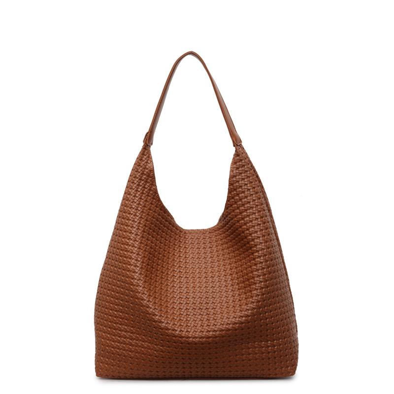 Pu Woven Tote Bag For Casual Daily Use With Zipper Closure And Inner Pockets
