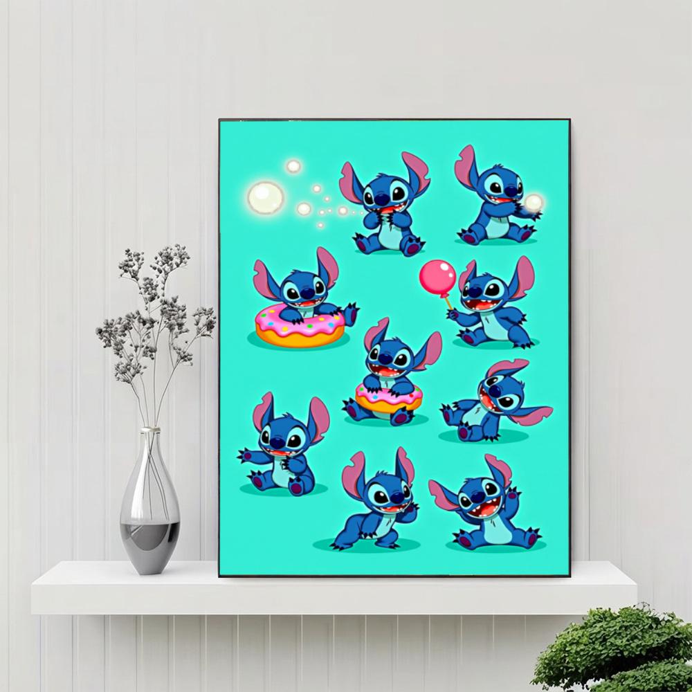 Colorful Stitch Friends 5D Round Diamond Painting Kit Diamond Embroidery Painting Rhinestones Mosaic Frameless Handwork Decoration Arts
