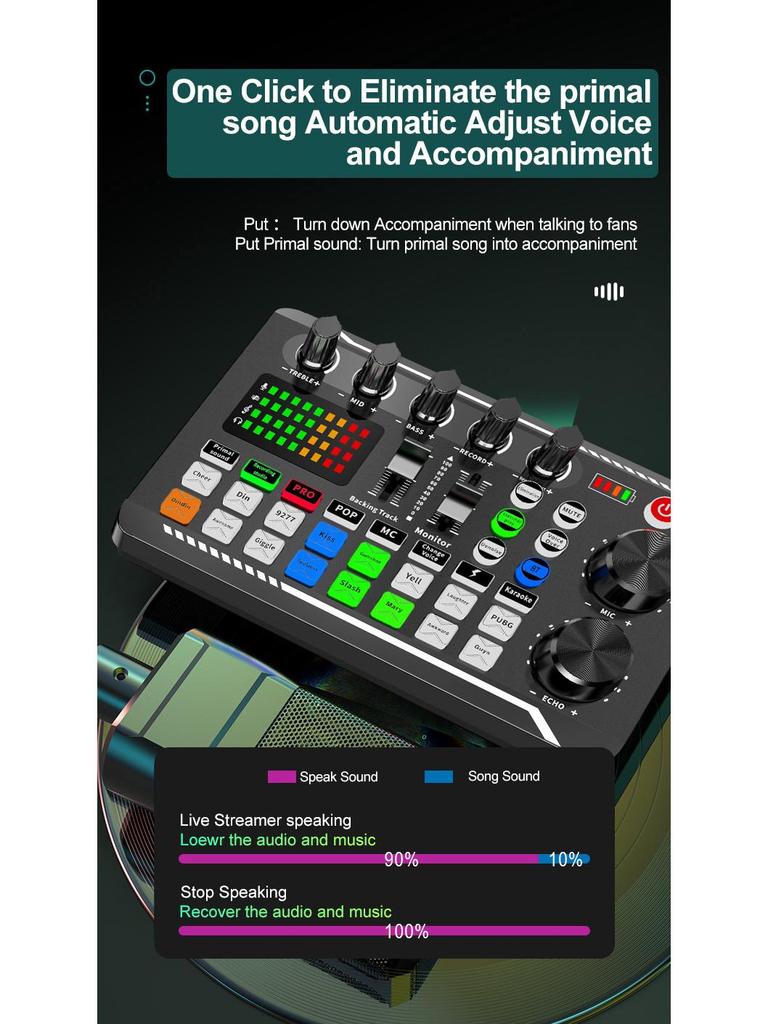 F998 Rechargeable Sound Card & Condenser Microphone Set for Outdoor Live Performance