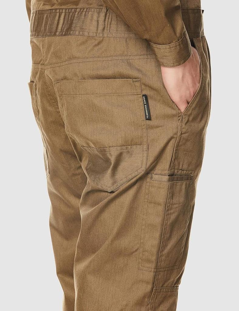 GRACE ENGINEERS GE430 38 Heather Khaki Ganzjahres-Melange Ein-Falten Langarm-Jumpsuit, Größe S