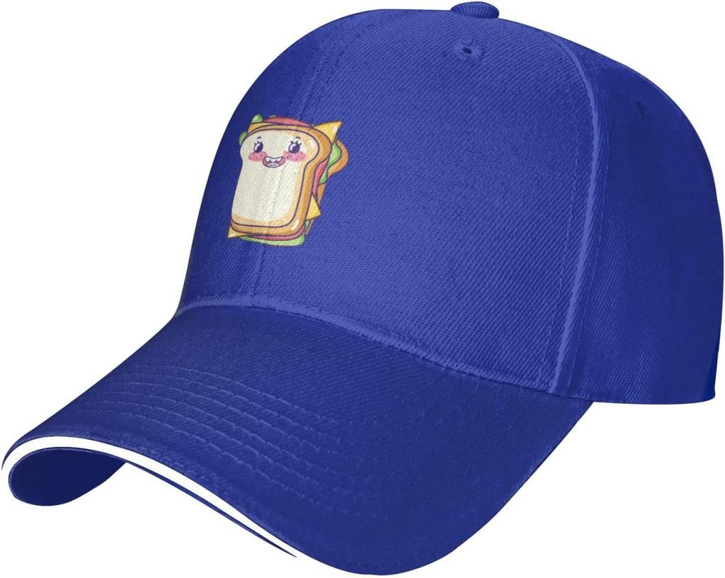 Cute Sandwich Print Baseball Cap Polyester Adjustable Casual Sun Protection Dad Hat for Unisex