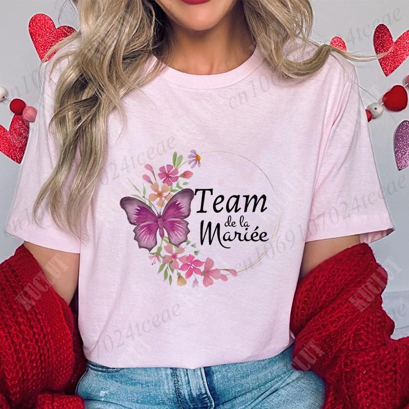 French Bridal Wedding Tops Team Bride T-shirt Women Single Bachelorette Hen Party Tees EVJF Future Bride Bridesmaid Clothing