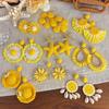 Cute Handmade Woven Sunflower Clip Earrings Raffia Flower Ear Clip for Women Beach Vacation Jewelry Gift Accessories Gifts