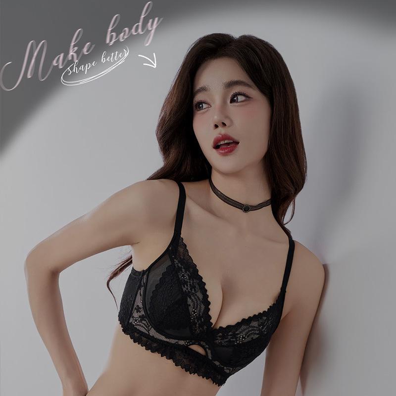 

Lace V-Neck Minimizing Bra Set for Full Bust - Sexy, Thin, Anti-Sagging, Wireless Design for Summer 34/75AB