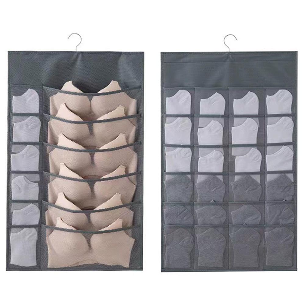 Double-Sides Underwear Bra Organizer Multifunctional Mesh Drawer Organizers Washable Closet Door Hanging Bag Clothes Divider Box