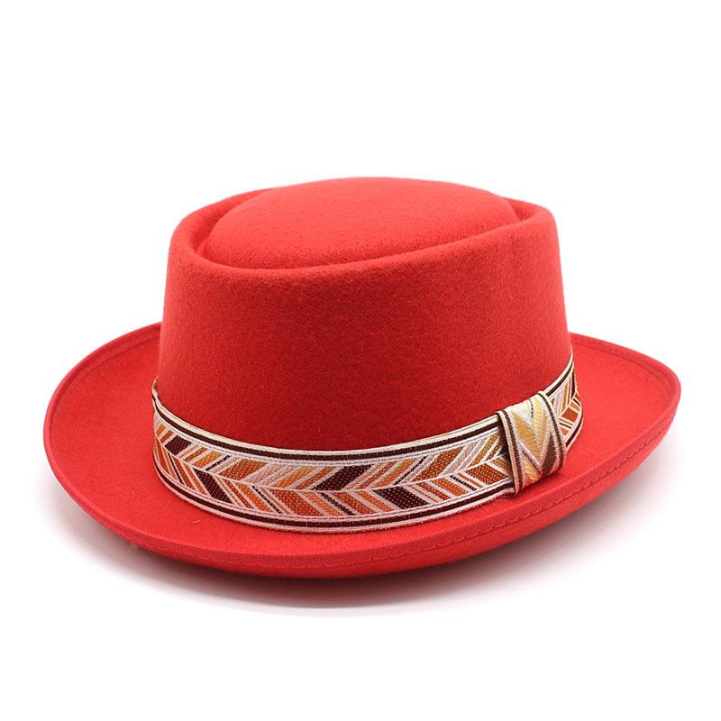 Retro French Top Hat Convex Top Jazz Felt Hat Men'S And Women'S Solid Color Top Hat